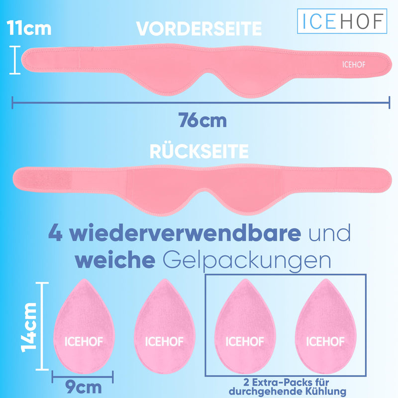 [Australia] - ICEHOF cooling pads wisdom teeth (4x) - with soft fabric for more cooling after dental surgery - cooling pack wisdom teeth cooling compress cooling pads face standard size - pink 