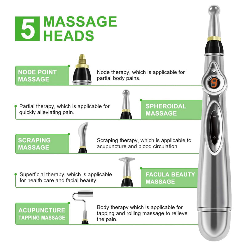 [Australia] - Acupuncture Pen, Electronic Acupuncture Pen Therapy, Energy Massage Tools, Suitable for Women & Men(5-in-1) 