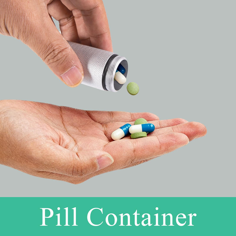 Metal Pill Container Keychain, Waterproof EDC Pill Holder | for Vitamins & Medications, Lightweight Aluminum Alloy Pill Case Organizer for Hiking Camping, Portable Travel Pill Box
