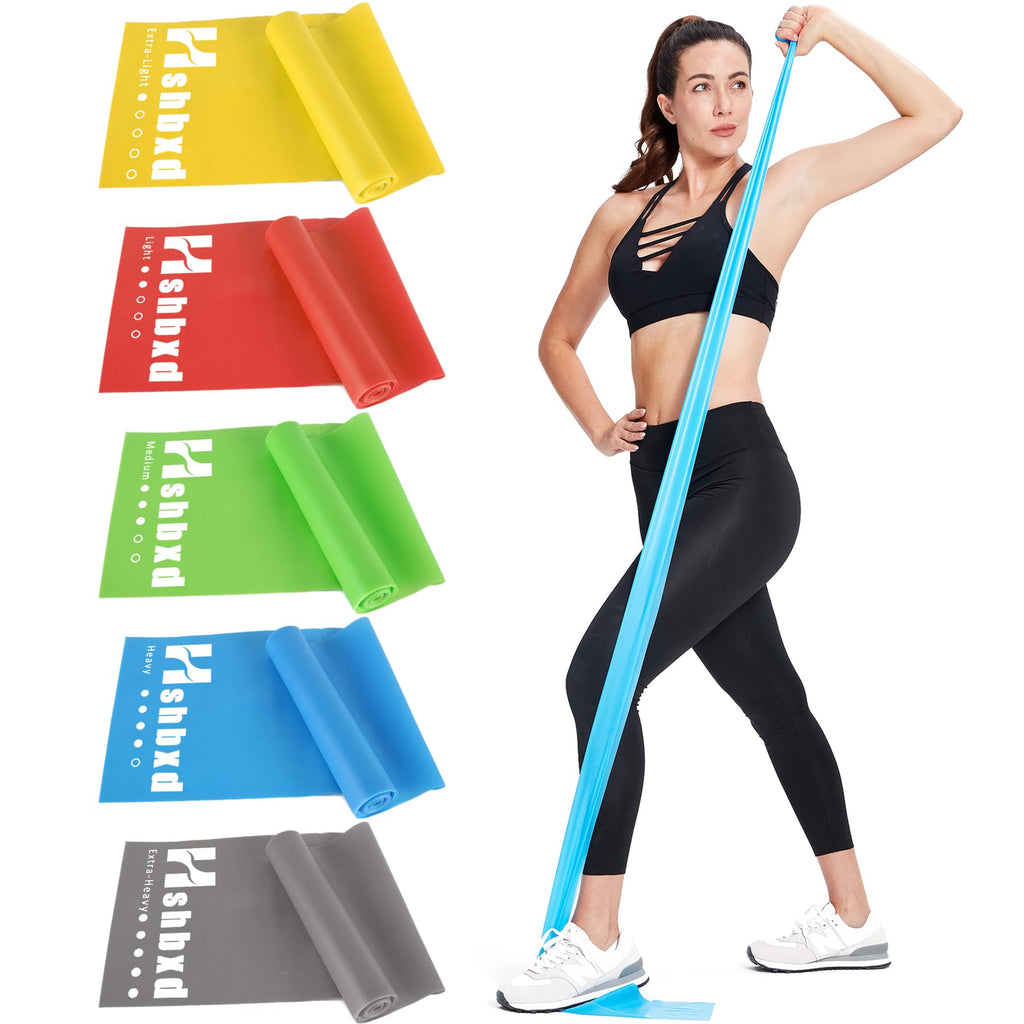 Resistance Bands for Working Out, Physical Therapy Bands, Elastic and Exercise Bands Set for Stretching, Suitable for Rehab, Yoga, Pilates, Gym, Home Exercise Five Colors 5-80lbs