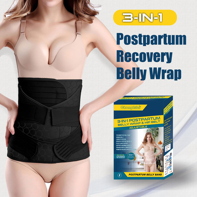 [Australia] - 3 in 1 Postpartum Belly Band - Postpartum Belly Support Recovery Wrap, After Birth Brace, Slimming Girdles, Body Shaper Waist Shapewear, Post Surgery Pregnancy Belly Support Band (S/M, Black) S/M 