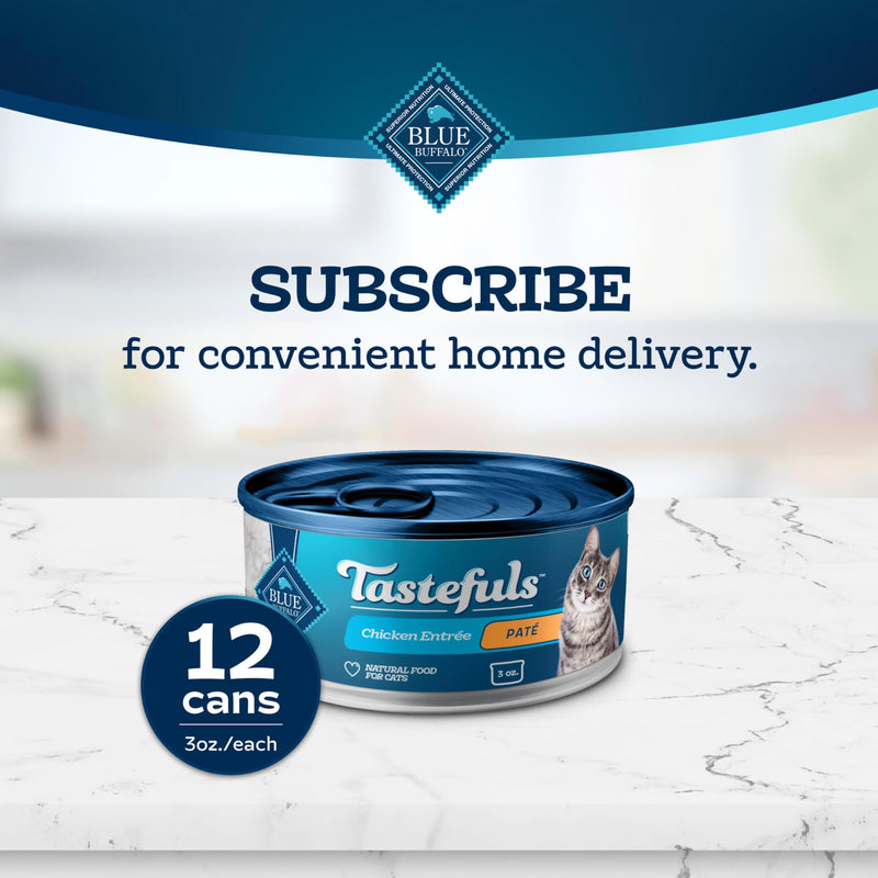 Blue Buffalo Tastefuls Chicken Paté Wet Cat Food, 3 oz, 24 ct | Real Chicken First, Paté Style, No Chicken By-Product, Corn, Wheat, or Soy 3 Ounce (Pack of 24)