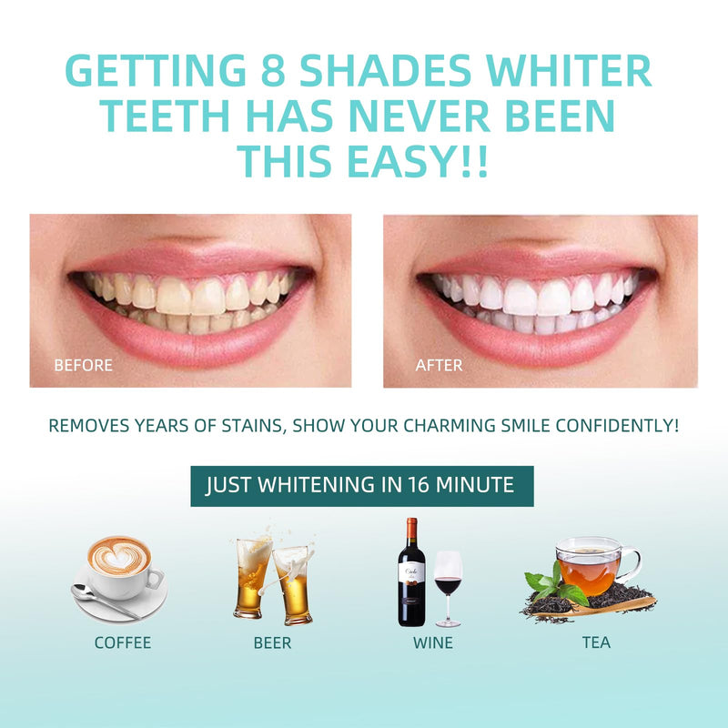 [Australia] - Teeth Whitening Kit with 32xLED Light Professional Complete at Home Smart Phone Whitening System - Best Tooth Whitener Gel Refill - Safely Connected with iPhone/Android/USB for Home Use 