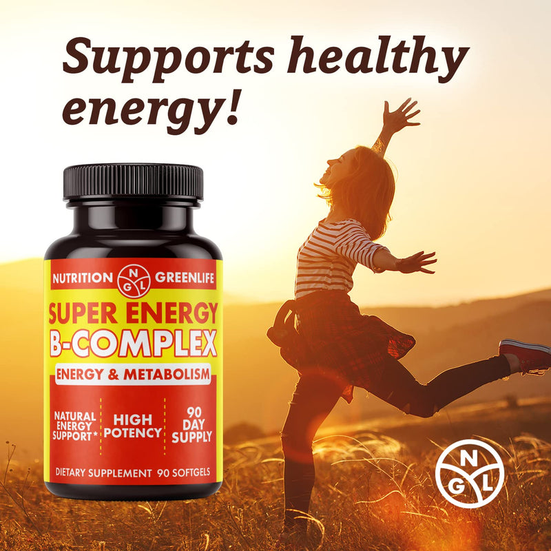 NGL Super Energy Vitamin B Complex Bioactive Cold Fill Soft gels for Max Potency & Absorption | Vitamin B Complex Plus Folic Acid, Zinc, Vitamin D | Energy, Fat Metabolism, Antioxidant 90 ct