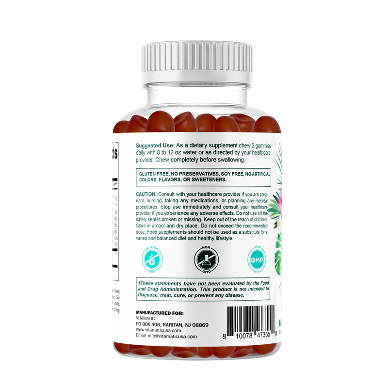 Vitamatic Hydrolyzed Collagen Gummies with Vitamin C, Zinc and Biotin, 200 mg - Healthy Skin Support - 60 Gummies (Pack of 2) 60 Count (Pack of 2)