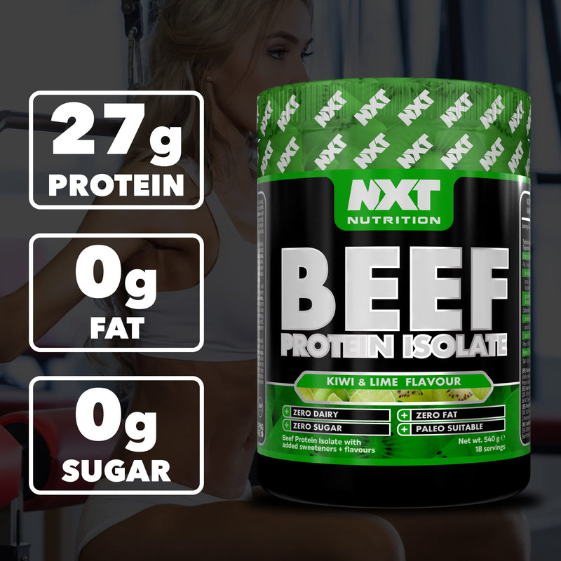 NXT Beef Protein Isolate 540g - High Protein Powder in Natural Amino Acids - Paleo, Keto Friendly - Dairy and Gluten Free | 540g (Kiwi & Lime)