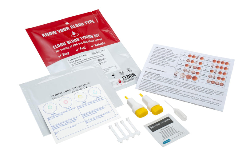 Eldoncard INC Blood Type Test, 1 Pack | Complete Kit, A, B, O, AB & RH Results, Results in Minutes, Includes Safety Lancet, Micropipette, Cleansing Swab