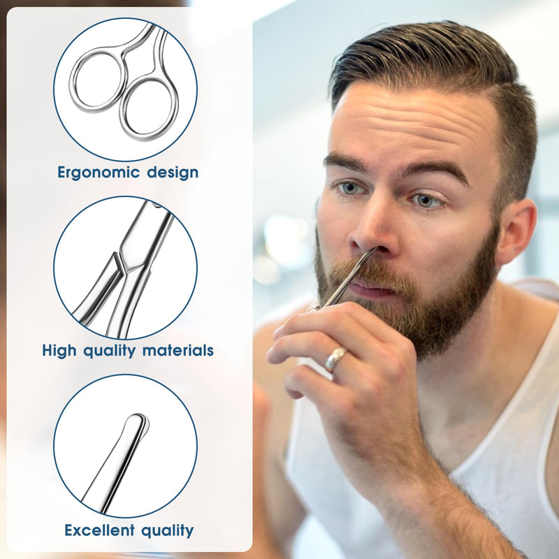 [Australia] - Nose Hair Scissors with Round Tip Beard Scissors Eyebrow Scissors Stainless Steel Rounded Nose Hair Scissors 10 cm Eyebrow Trimmer Silver Ear Hair Scissors for Hair Eyelashes Mustache Nose 