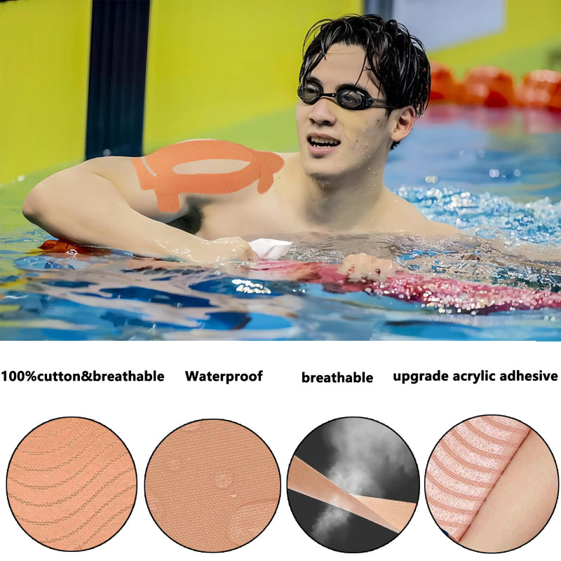 Kinesiology Tape for Shoulder Precut, 12 PCS Shoulder Tape for Pain Relief, Original Cotton Waterproof & Breathable, Enhance Elastic Sports Tape for Pain Support and Muscle Sports(Flesh) Flesh-12pc