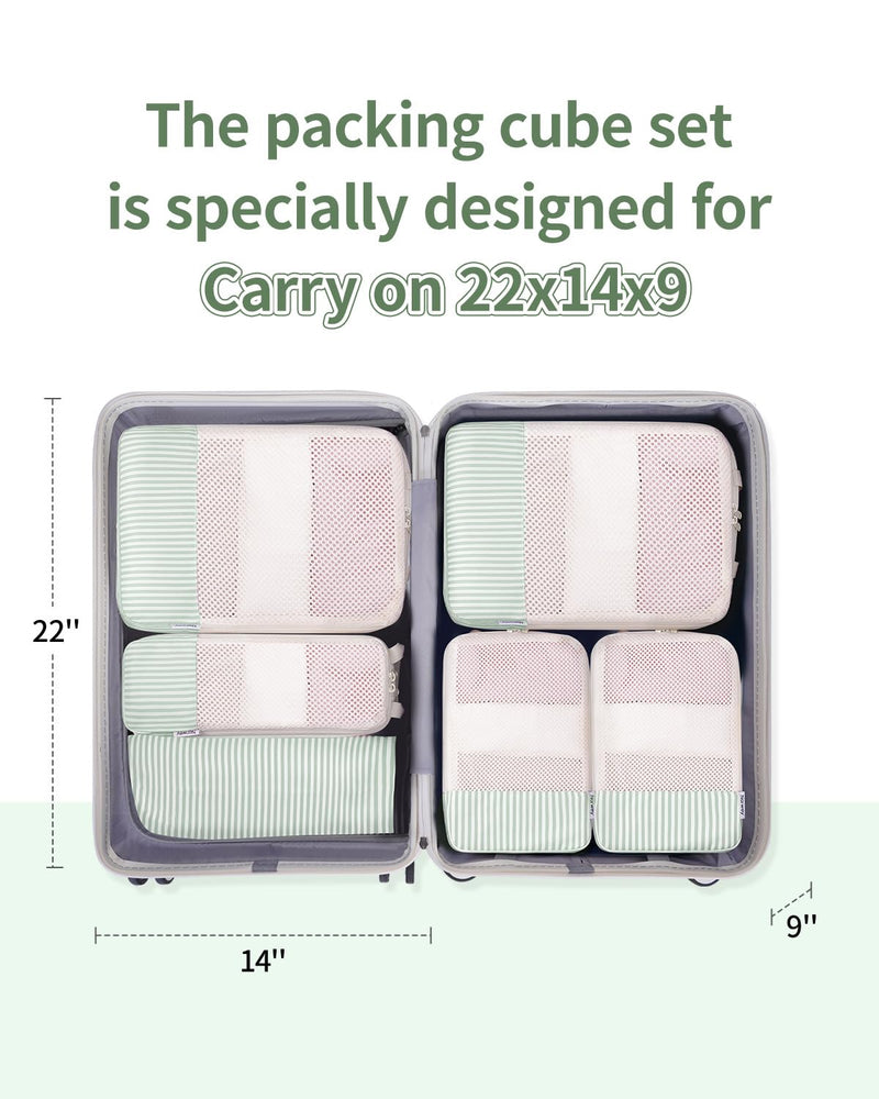 Narwey 6 Set Checkered Packing Cubes with Clear Toiletry Bags