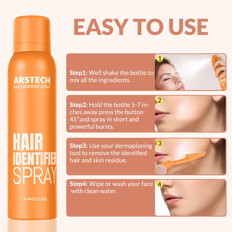 [Australia] - Hair Identifier Spray for Face Shaving Dermaplaning Tool Skin Body Dermaplane Spray for Women with 16 Face Razor Face Shaver Kit Facial Hair Removal Dermaplane Razor for Women Face (Orange 4 Pack) Orange 4 PACK 