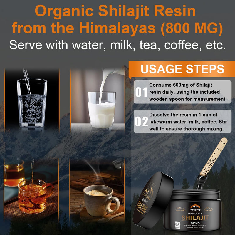 [Australia] - Shilajit Pure Himalayan Organic Resin - 800mg Gold Grade Shilajit Resin with Fulvic Acid & 85+ Trace Minerals Complex for Energy, Strength & Immunity, Shilajit for Men & Women, 800mg 1.05 Ounce (Pack of 1) 