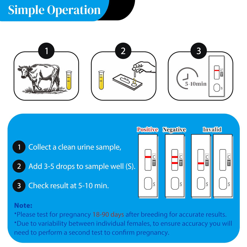 6-Pack Cow Pregnancy Test Kit - Early Urine Detection for Cattle, Get Fast 10-Minute Results, Essential Non-Invasive Monitoring Tool for Dairy Cows & Beef Herds