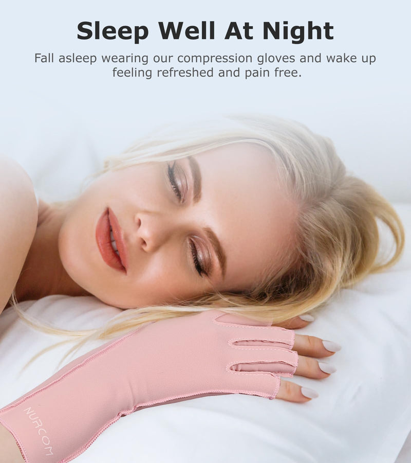 [Australia] - Compression Arthritis Gloves, Rheumatoid Pain Relief Compression Gloves for Women & Men, Premium Fingerless Circulation Gloves for Arthritis & Joint Pain, Swelling, Tendonitis, 1 Pair Pink M Medium Fits Most 7.5" - 8.5" 