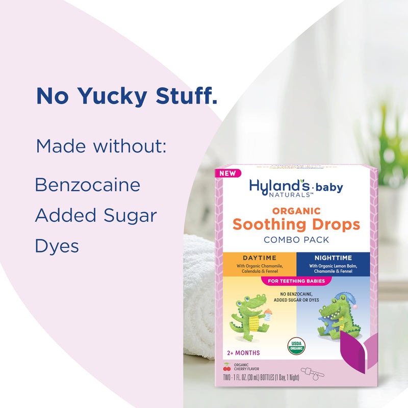 [Australia] - Hyland's Naturals Baby - Organic Daytime & Nighttime Soothing Drops Combo Pack, 2 oz. Oral Drops – Day/Night Combo 