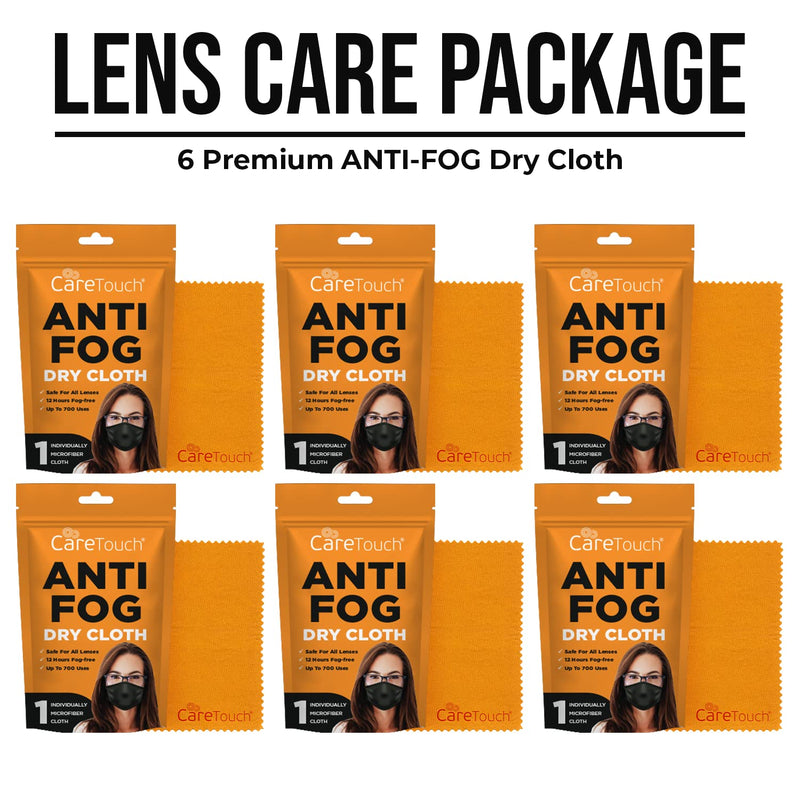 [Australia] - Care Touch Anti-Fog Dry Cloth - Anti Fog Wipes for Glasses - Individually Wrapped Suede Microfiber Cloth - Safe for All Lenses - 24-Hours Fog Free - Care Touch Lens Wipes - Eyeglass Cloth for Cleaning 