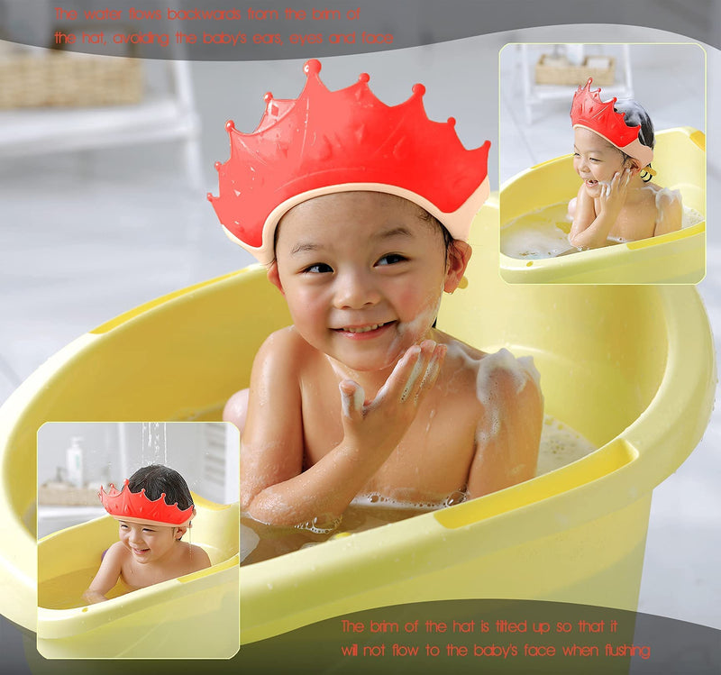 [Australia] - Shower Cap Shield for Kids, Visor Hat for Eye and Ear Protection for 0-9 Years Old Children, Cute Crown Shape Makes the Baby Bath More Fun (Pink) Pink 