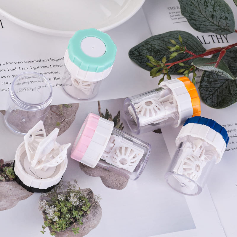 [Australia] - Sibba 5pcs Contact Lens Case Manual Contact Lens Cleaner Portable Rotary Contact Lens Cleaning Case for Everyday Life 