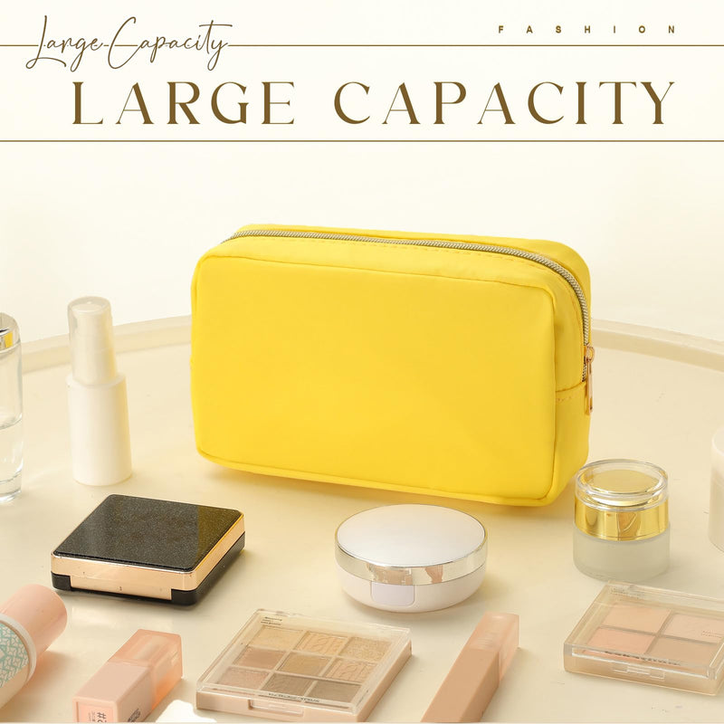 10 Pcs Nylon Makeup Bag Preppy Cosmetic Pouch,Macaron Color | Travel Toiletry Bag with Zipper, Waterproof Makeup Organizer, Big Capacity, for Women Bridesmaid Gift macaron Color