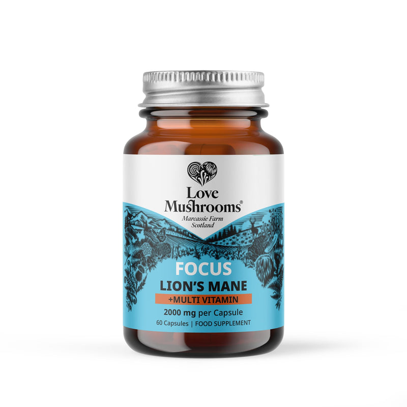 Lion’s Mane Plus Multivitamin 2,000mg Capsules | Mushroom & Vitamin Complex with B12, D3, Zinc & Magnesium for Cognitive, Immune & Energy Support | Vegan, UK Made | 60 Capsules