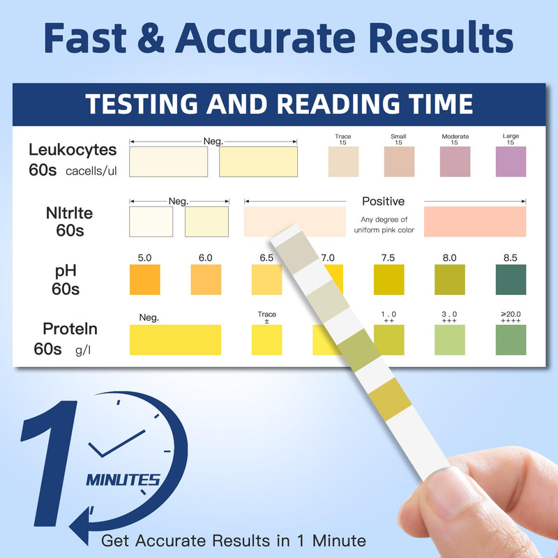 [Australia] - 4-in-1 UTI Test Strips, 50ct Full Panel Urinary Tract Infection Test Kit at Home for Women Men Kids, Urinalysis Leukocytes, Nitrites, PH, Protein Urine Strip for UTI and Bladder, 50 Strips 50 Cups 1 Count (Pack of 50) Blue-4in1 