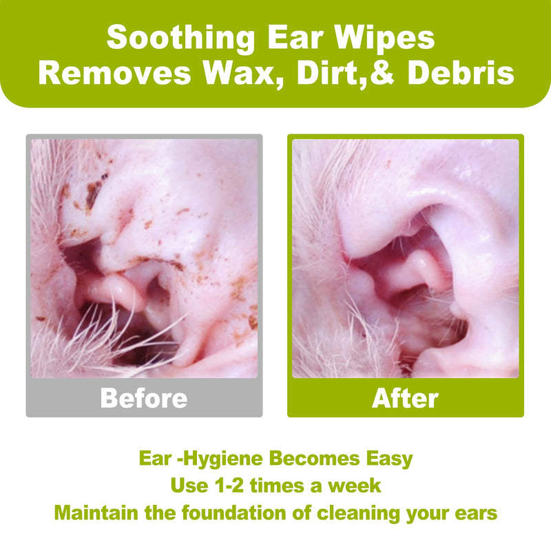 Dr.Easy Pet Ear Grooming Wipes 120ct for Dogs &Cats Fragrance Free,Helps Dissolve Wax Build-Up and Control Ear Odor,flushable & Compostable,Stop Ear Itching Natural Cleansing (120ct) - PawsPlanet Australia