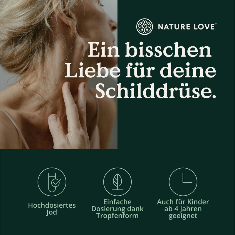 [Australia] - NATURE LOVE® Iodine drops for the thyroid - 150µg 50ml - alcohol-free and vegan - tasteless, highly bioavailable - high dosage & laboratory tested 