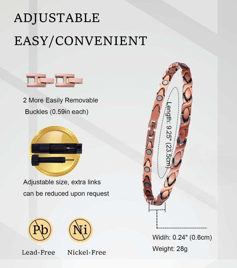 [Australia] - Copper Magnetic Bracelet Anklet, Magnetic Anklets for Women's Copper Jewelry with Adjust Tool 