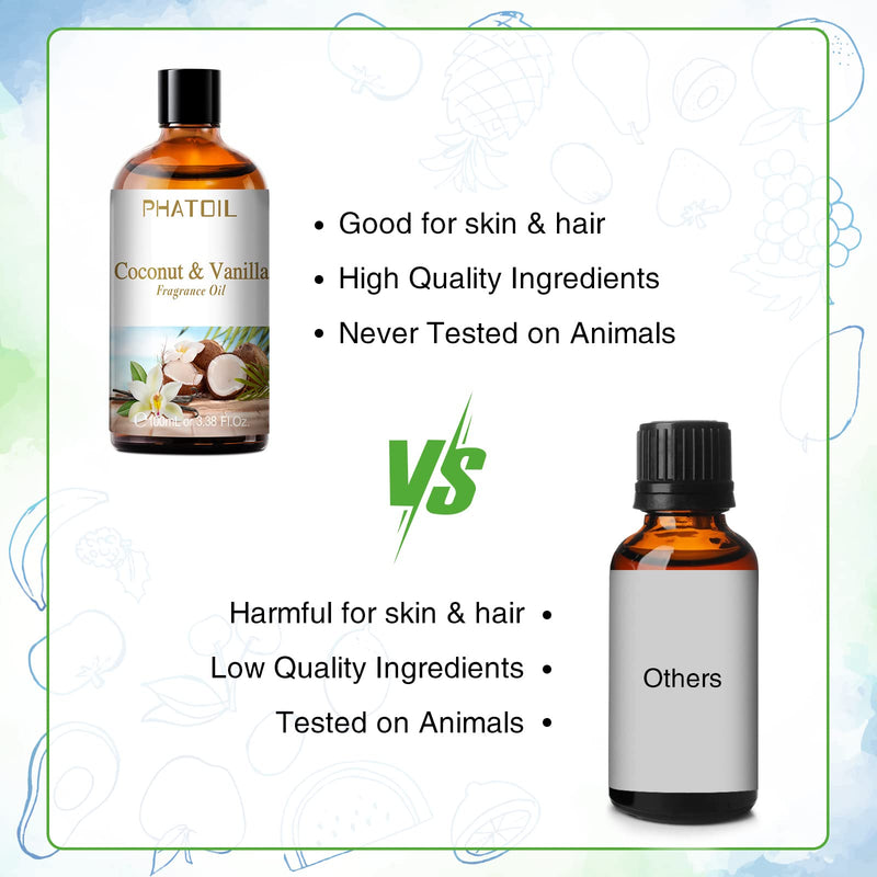 [Australia] - 3.38FL.OZ Coconut & Vanilla Fragrance Oils for Aromatherapy, Essential Oils for Diffusers for Home, Perfect for Diffuser, Yoga, DIY Candle and Soap Making - 100ml 