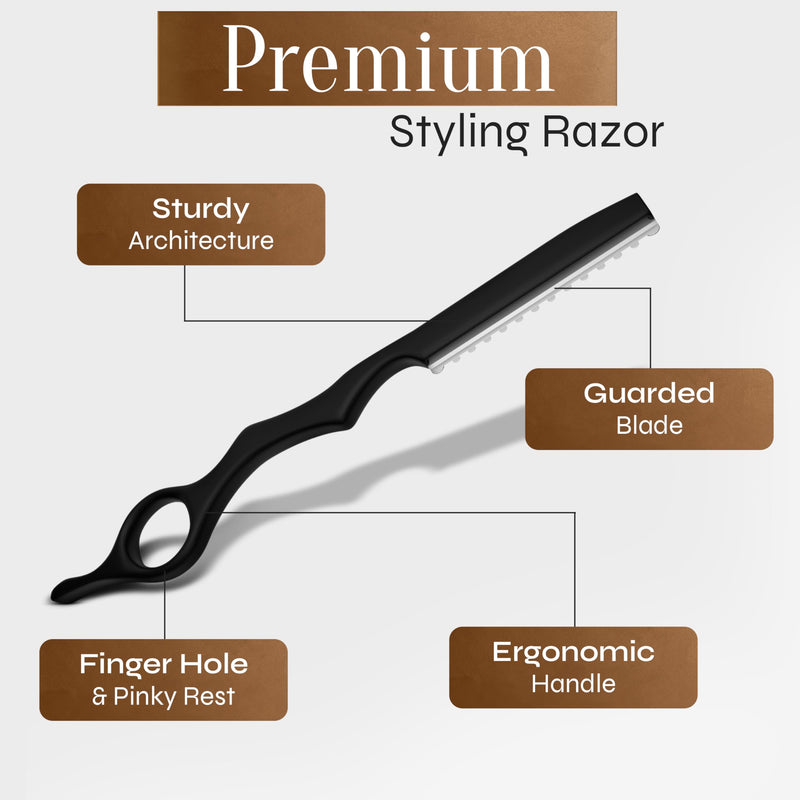 [Australia] - Facón Hair Razors for Cutting Hair - Professional Hair Styling Razor Kit with 11 Replacement Blades, Stainless Steel Hair Cutting Tool for Salon & Home, Premium Hair Thinning Texturizing Faether Razor 