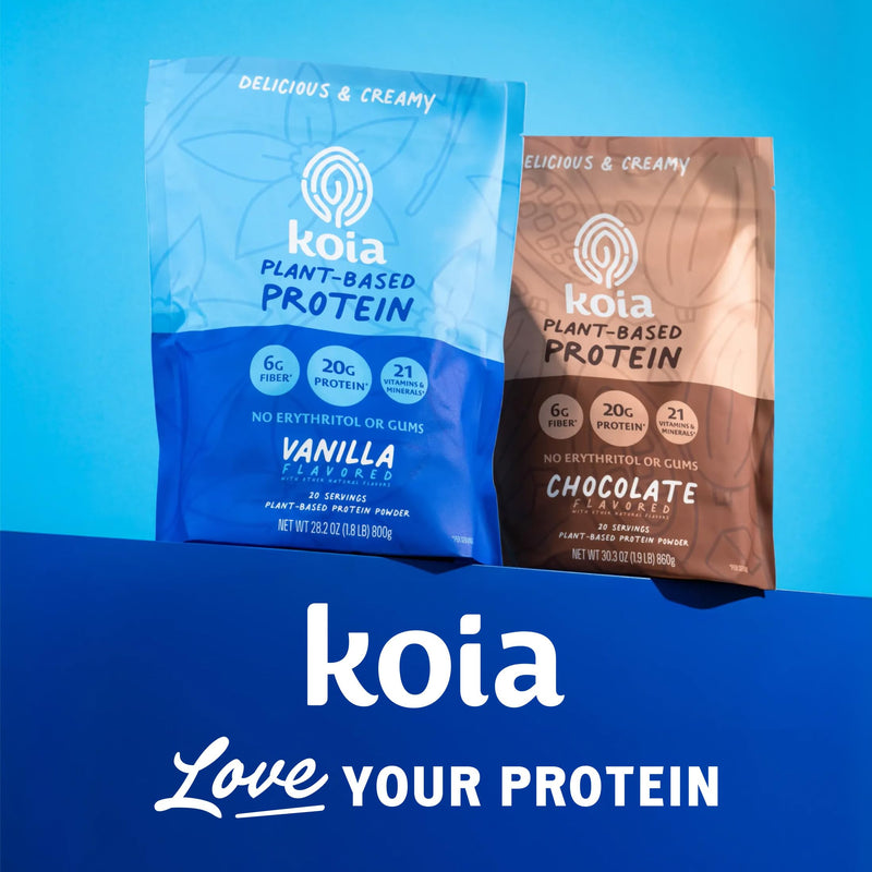 Koia Plant Based Protein Powder, Vanilla, 20g Protein, 3g Sugar, 6g Prebiotic Fiber, Pre & Post Workout, 21 Vitamins & Minerals, No Seed Oils, Dairy-Free, Gluten-Free, Non-GMO, 20 Servings, 28.2 Oz