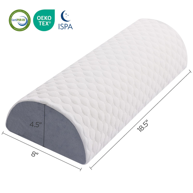 [Australia] - Knee Pillow for Back Sleeping Half Moon Bolster Pillow Wedge Pillow for Back Sleepers Under Knee Pillow for Sleeping on Back Leg Pillow for Neck Pain Relief, 18.5" X 8" X 4.5" 18.5"X8"X4.5" 