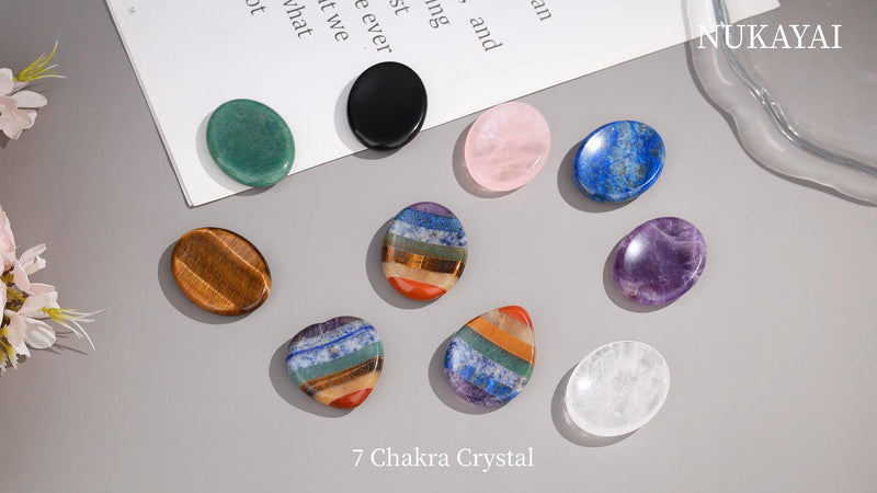 7 Chakra Worry Stone Healing Crystal–Anxiety Relief Items Gifts 7chakra Oval Shaped