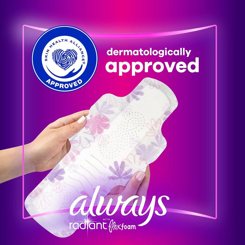 [Australia] - Always Radiant Feminine Pads for Women, Size 4 Overnight Pads, With Flexfoam, with Wings, Light Clean Scent, 20 Count (Pack of 3) Overnight (Size 4) 60 