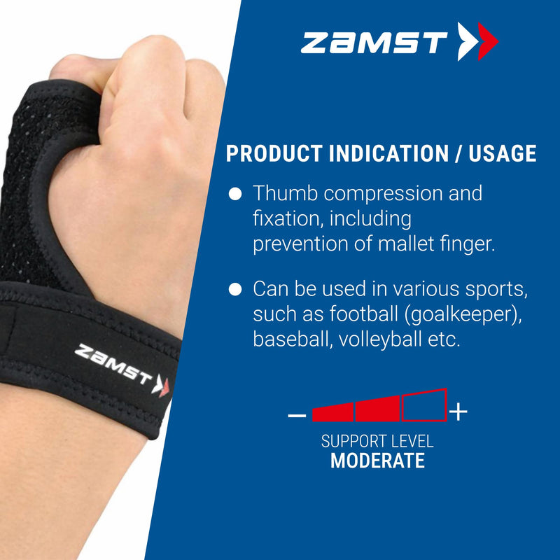 [Australia] - Zamst Thumb Guard - Sports Thumb Spica Splint for Men and Women, Catchers Thumb Guard for Injury and Sprain, Compression Support Brace - For Left and Right Hand - Small 