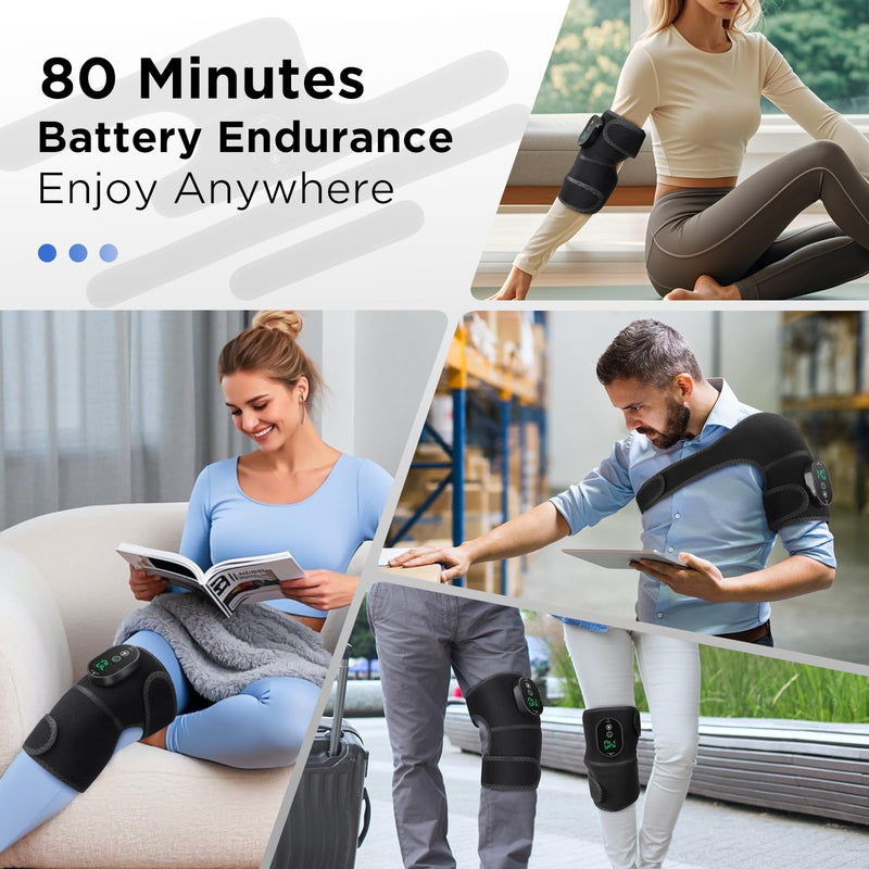 DREAMSOME Cordless Knee Heating Pad, Portable Electric Knee Warmers for Women and Men, Heated Knee Wrap Brace for Joint Pain Relief Heartwarming Christmas Gift for Dad and Mom 2 Pack 2 Pack Heat Only