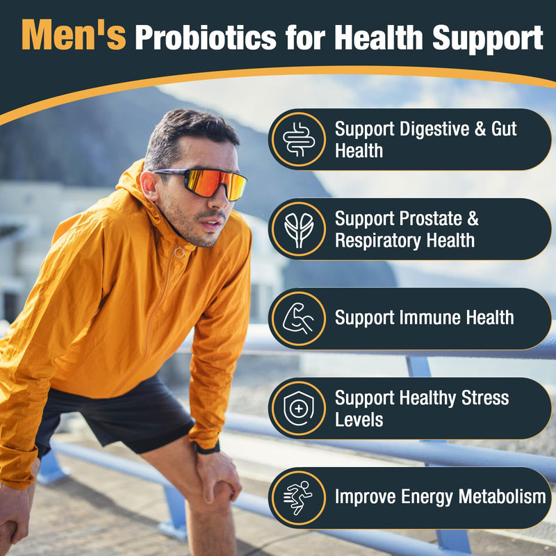 [Australia] - Probiotics for Men, 500 Billion CFUs & 12 Strains, Probiotics for Digestive Health, Men's Probiotic with Turmeric, Cranberry, Goji, for Overall Digestive, Immune Health, Gut & Bloating, 30-Days Supply 60 Count (Pack of 1) 