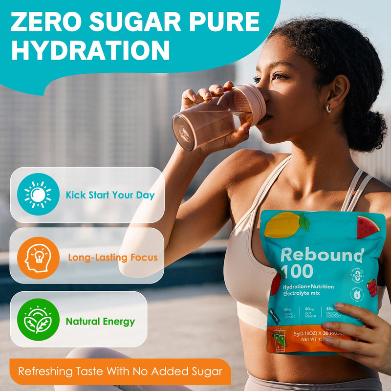 Electrolytes Powder, Electrolytes Sachets with Hydration Nutrition 30PCS, Hydration Sachets Plant-Based Electrolyte Powder with 7 Electrolytes. Muscle Comfort, Gluten Free, 5 Flavors