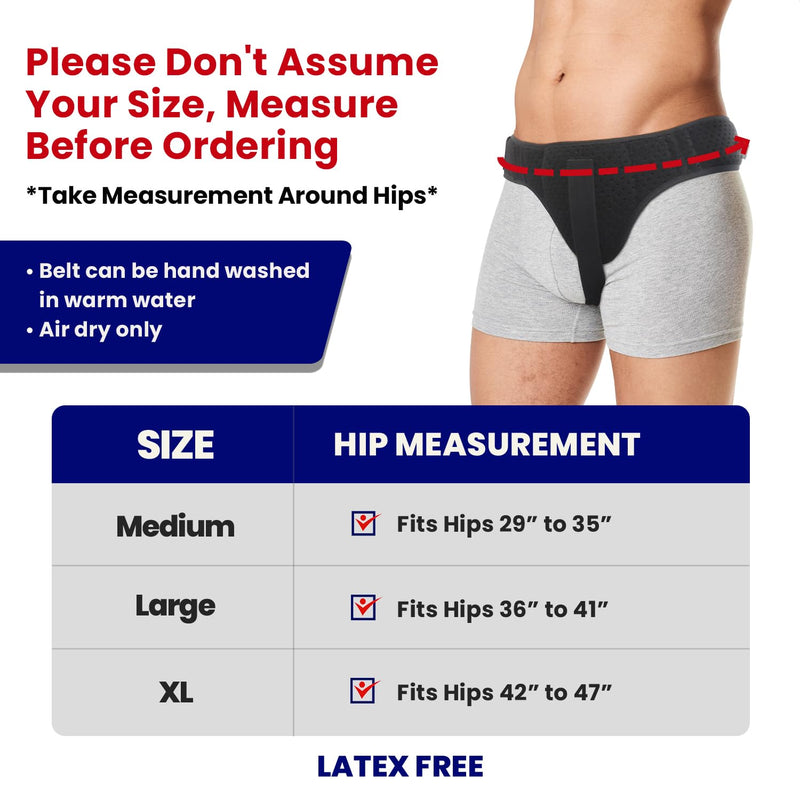 [Australia] - Hernia Belt for Men Inguinal Hernia Support | Groin or Lower Abdominal Hernia Truss Hernia Belts for Women or Mens Inguinal Hernias Support Belt | With Pressure Pad Fits Left or Right Groins (MEDIUM) Medium 