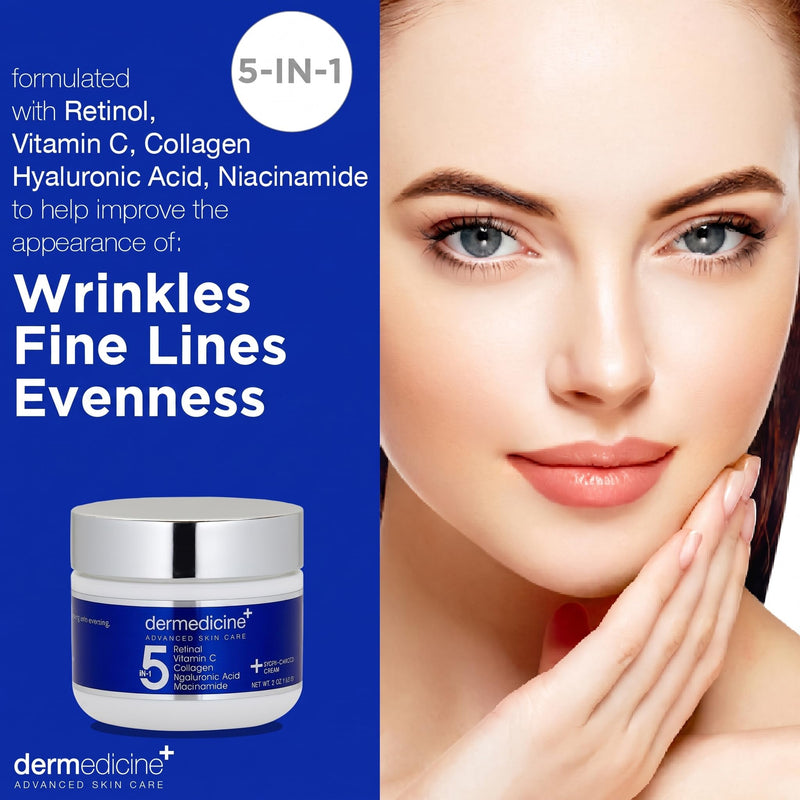 5-in-1 Face Serum and Cream Bundle, Retinol, Vitamin C, Niacinamide | With collagen and hyaluronic acid. May help reduce the appearance of fine lines, wrinkles and dark spots.