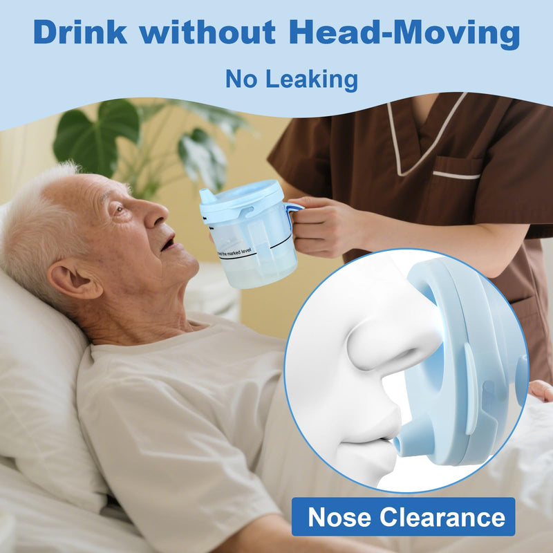 Dysphagia Cup for Adults - 5cc/10cc/15cc Spill-Proof Drinking Cup for Elderly | IDDSI Levels 0-2 | Choke Prevention | Removable Handles | Nose Cutout Design