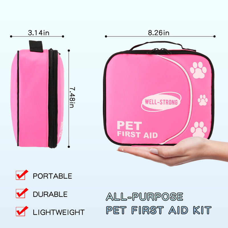 Dog First Aid Kit, Waterproof Pet First Aid Kit for Dog Groomer Car Camping, Pet Grooming Emergency First Aid Kit with Tick Remover, Slip Leash for Home Office Travel Pink - PawsPlanet Australia