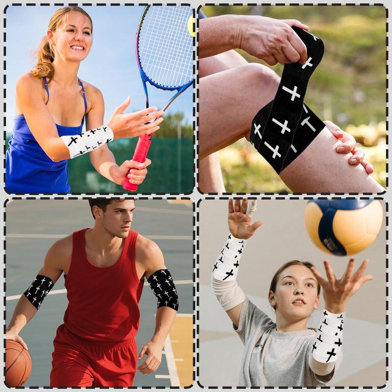 [Australia] - 6Pcs Christian Athletic Tape Cross Sports Tape with Black White Bible Verse Wrist Tapes Cross Athletic Wrist Tape for Sports Football Gymnastics Tennis Boxing Athlete First Aid Injury Wrap,2inx23ft 