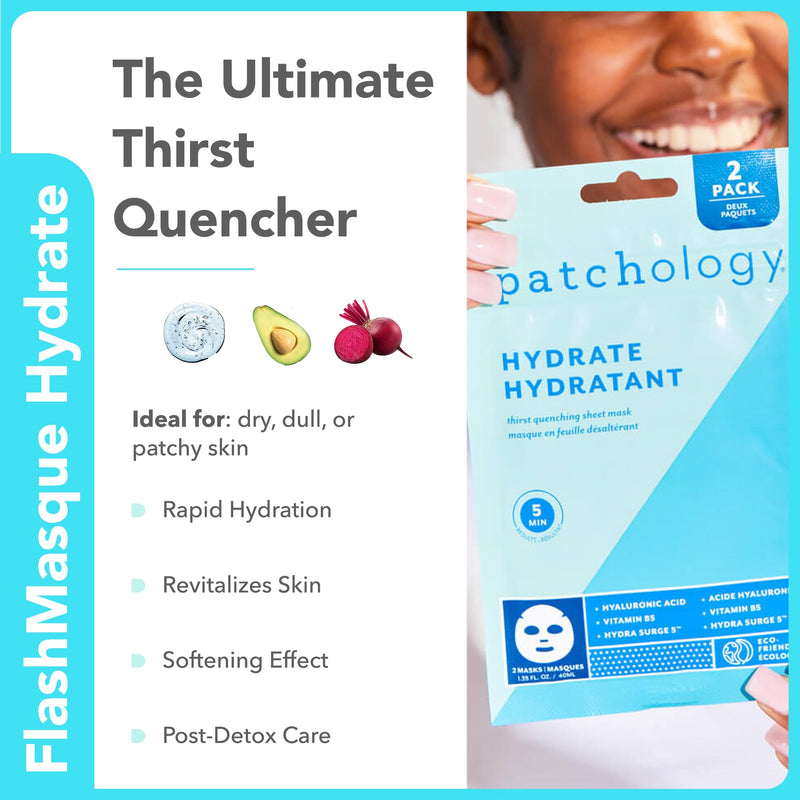 Patchology Face Mask Variety Pack - Illuminating Face Mask with Vitamin C stimulates collagen, Hydrating Face Masks with Hyaluronic Acid soften skin, Renewing Face Masks with Strawberry (6 Masks)