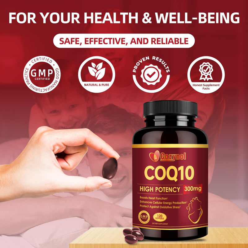 CoQ10 300mg Softgels with PQQ & Omega 3, 120 Count | Maximum Absorption Coenzyme Q10, Powerful Antioxidant for Heart & Energy Health, Non-GMO 120 Count (Pack of 1)