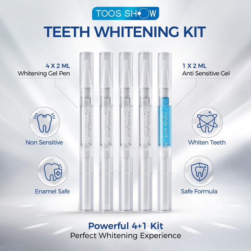 [Australia] - Teeth Whitening Kit for Sensitive Teeth,with 4 Carbamide Peroxide Pen & 1 Remineralization Pen,LED Accelerator Light Non,Tooth Whitener Professional Oral Care Gently Yet Effectively Removes Stains 0.01 Fl Oz (Pack of 5) 