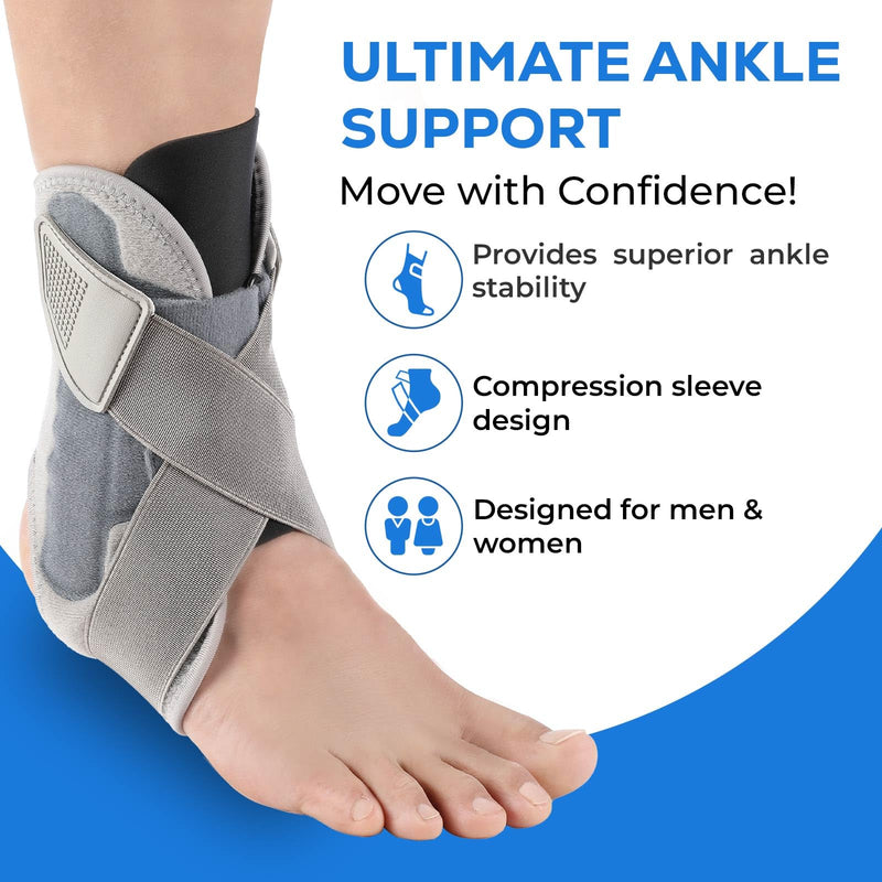 Adjustable Ankle Brace for Men & Women – Support for Sprained Ankle, Mild Sprains, Achilles & Sports | Lightweight Ankle Stabilizer for Injury Recovery & Active Lifestyles One Size（Pack of 1）