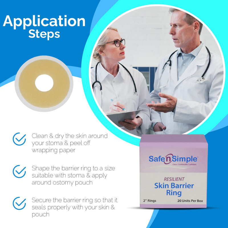 [Australia] - Safe n' Simple Resilient Skin Barrier Ring - 2" - Colostomy & Ostomy Barrier Ring - Ileostomy & Colostomy Supplies Rings - Adhesive Urostomy & Ostomy Supplies - Skin Adhesive Barrier Ostomy Rings 2 Inch (Pack of 20) 