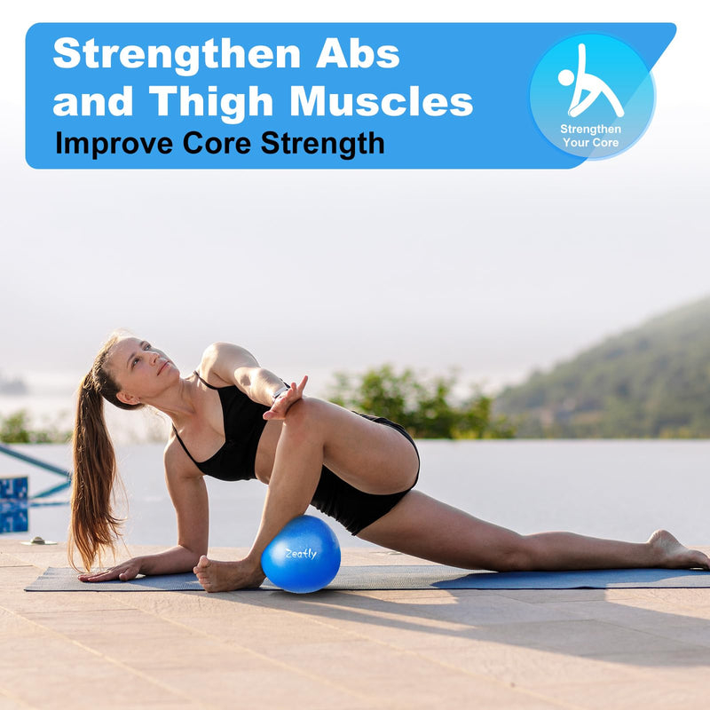 [Australia] - 9 Inch Mini Exercise Ball for Pilates, Yoga, and Core Training, Small Exercise Ball with Pump, Guide for Physical Therapy, Balance, Stability, and Stretching, Ideal for Home land Office Fitness blue 