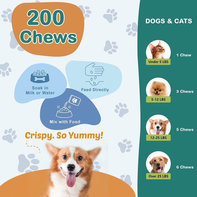 Pet Skin and Coat Care - Omega 3 Fish Oil 200 Chews for Dogs Healthy Skin | Shiny Fur | Against itching in a Treat Format, All-in-1 Oil (Salmon, Anchovy, Sardine, Perilla Oil, Flaxseed Oil) - PawsPlanet Australia